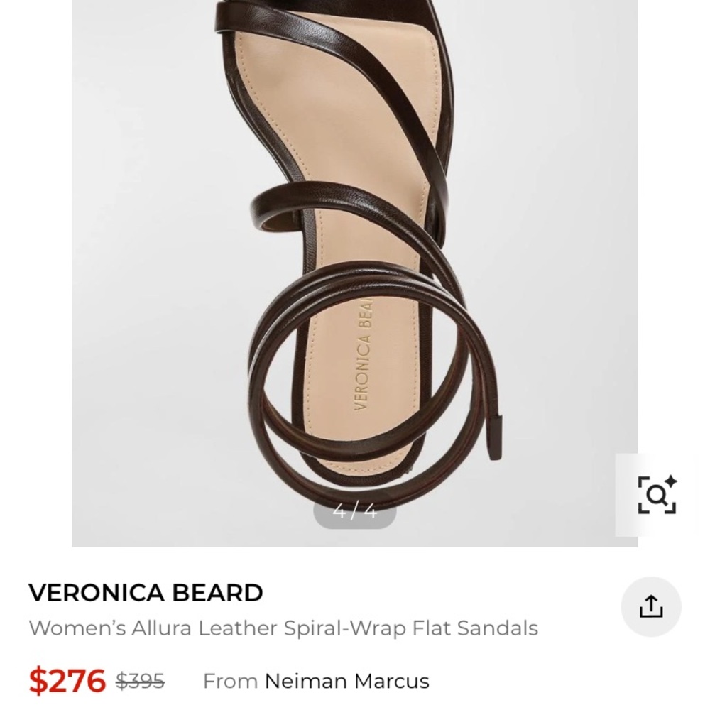 New: Veronica Beard Allura Leather Sandal in Deep Brown. Size 10 - Picture 4 of 15